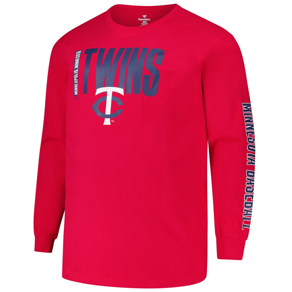 Minnesota Twins Profile Big & Tall Two-Hit Long Sleeve T-Shirt - Red T-shirts