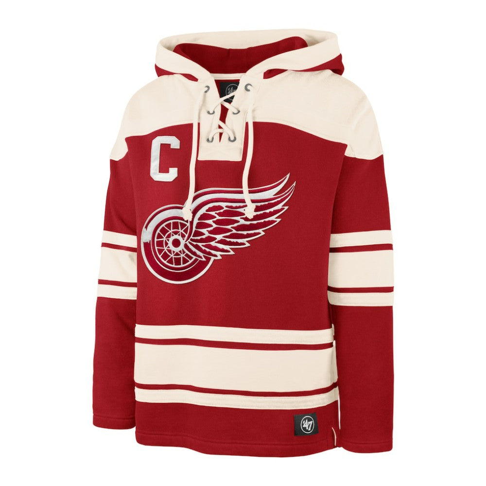 NHL Dylan Larkin Detroit Red Wings '47 Captain Patch Player Name & Number Lacer Pullover Hoodie - Red