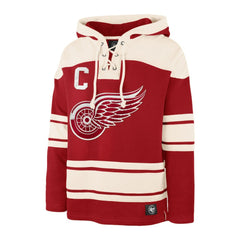 NHL Dylan Larkin Detroit Red Wings '47 Captain Patch Player Name & Number Lacer Pullover Hoodie - Red