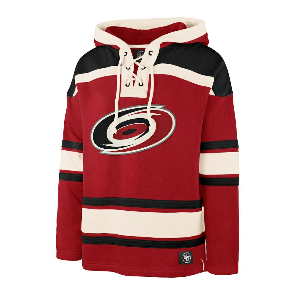 NHL Sebastian Aho Carolina Hurricanes '47 Player Name & Number Lacer Pullover Hoodie - Red