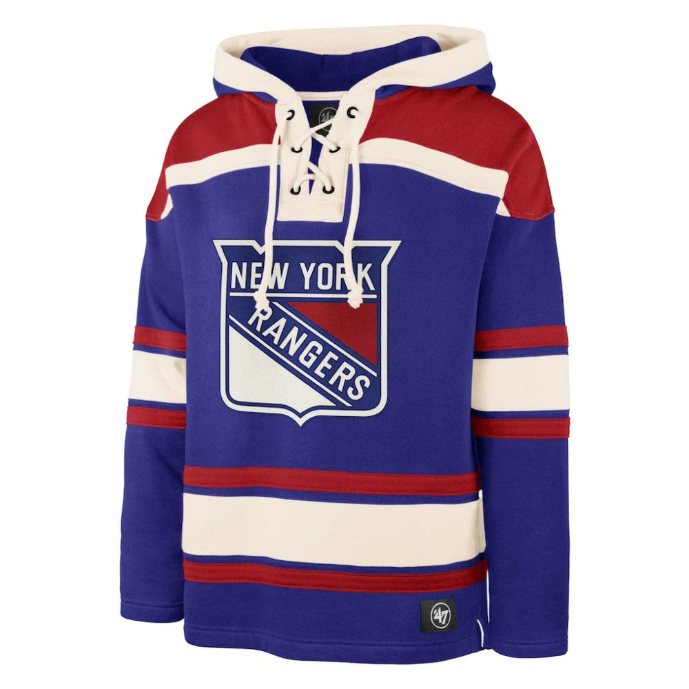 NHL Igor Shesterkin New York Rangers '47 Player Name & Number Lacer Pullover Hoodie - Blue