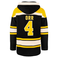 NHL Bobby Orr Boston Bruins '47 Retired Player Name & Number Lacer Pullover Hoodie - Black