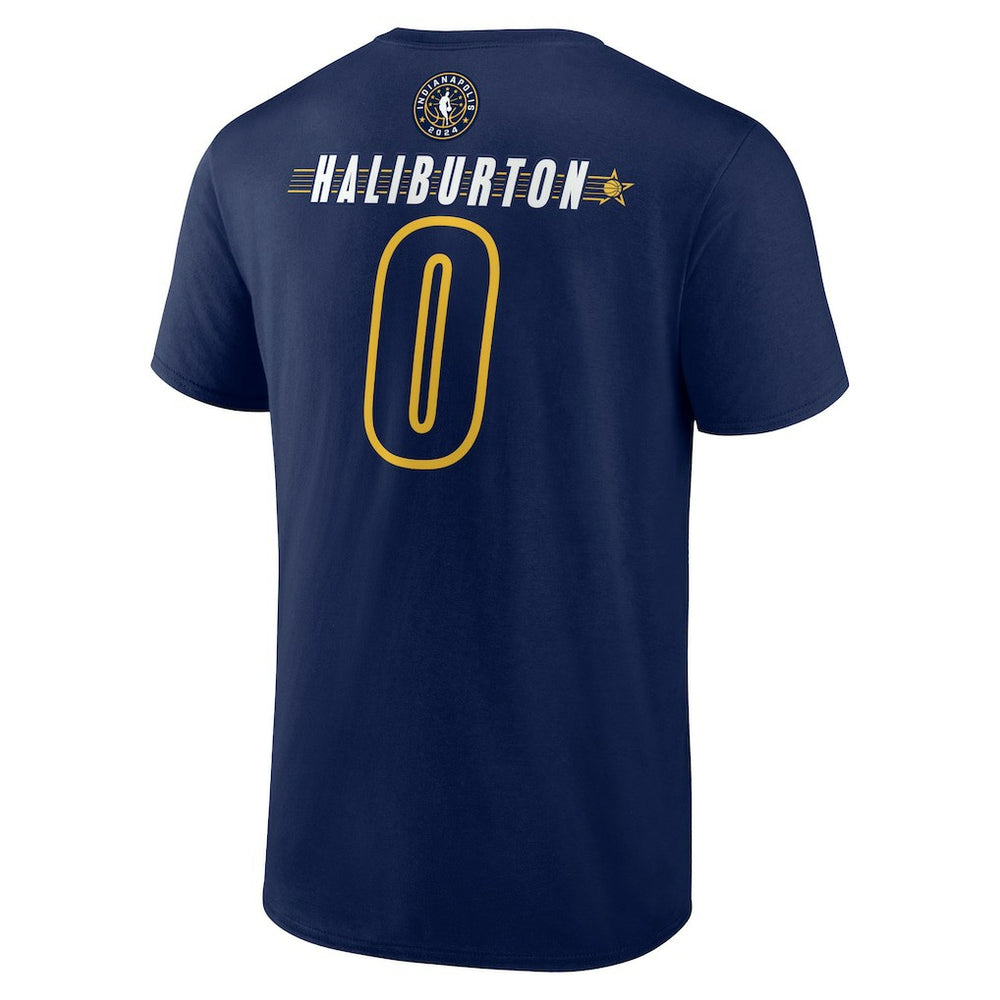 Tyrese Haliburton 2024 NBA All-Star Game Rebound Battle Name & Number T-Shirt Navy