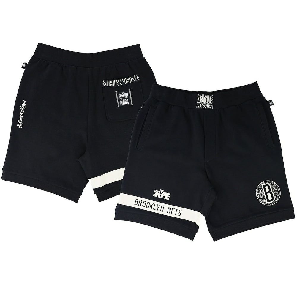 Brooklyn Nets NBA x Two Hype Unisex Culture & Hoops Premium Classic Fleece Shorts - Black