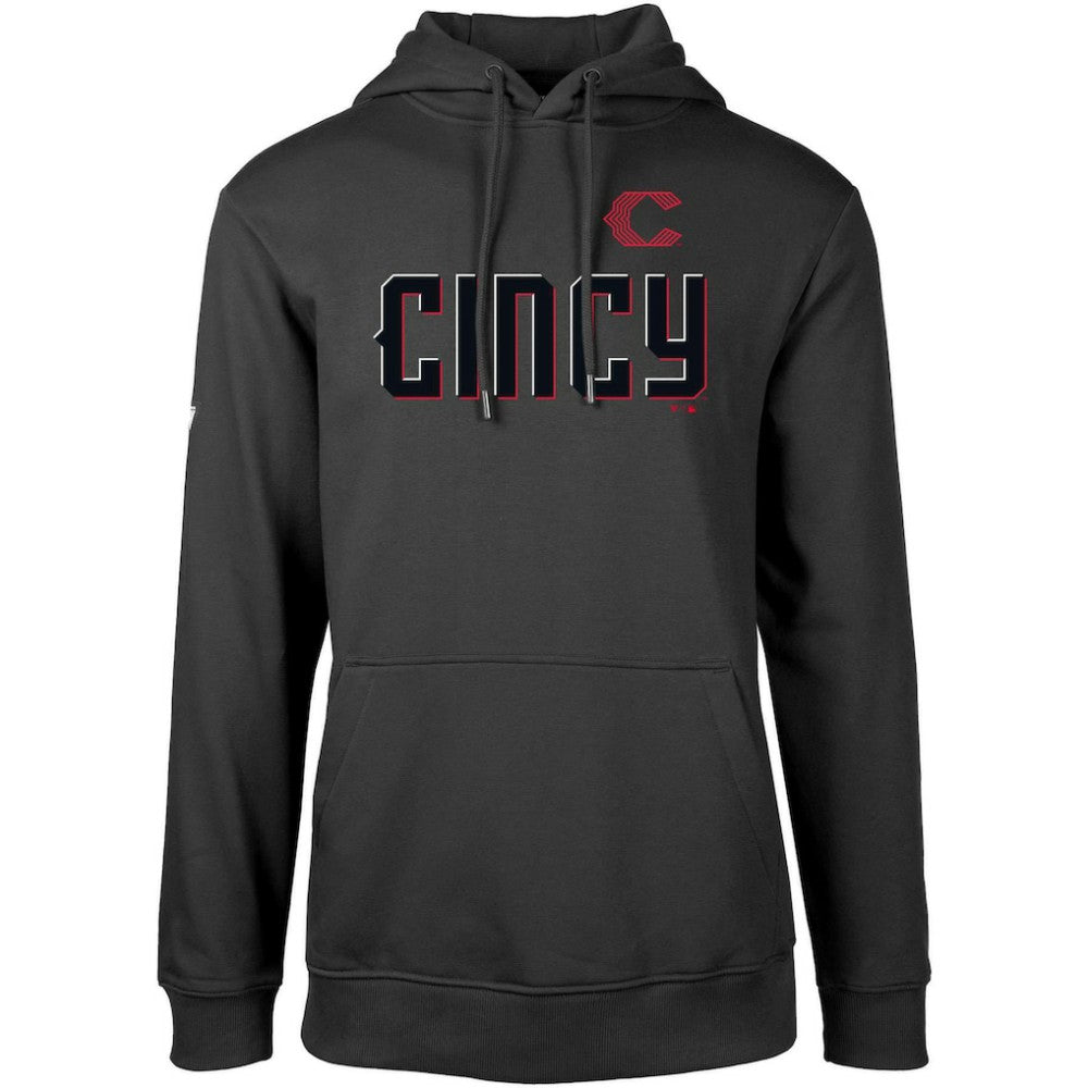 Cincinnati Reds Levelwear City Connect Podium Core Logo Pullover Hoodie - Black Hoodies