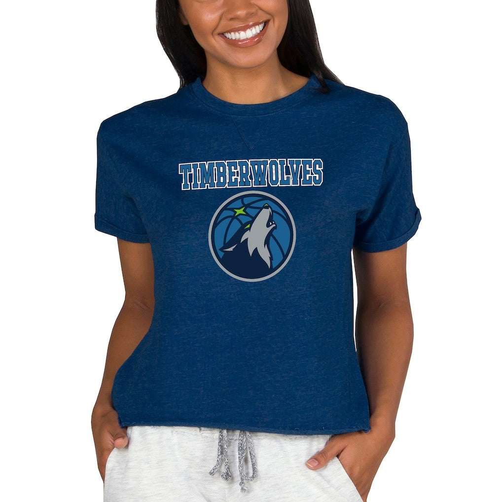 Minnesota Timberwolves Concepts Sport NBA Women's Concepts Mainstream Terry SS Top Navy