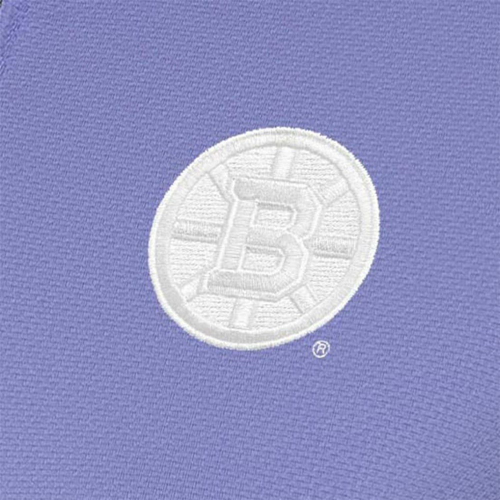 NHL Boston Bruins Antigua Women's White Logo Finish Quarter-Zip Top - Heather Purple