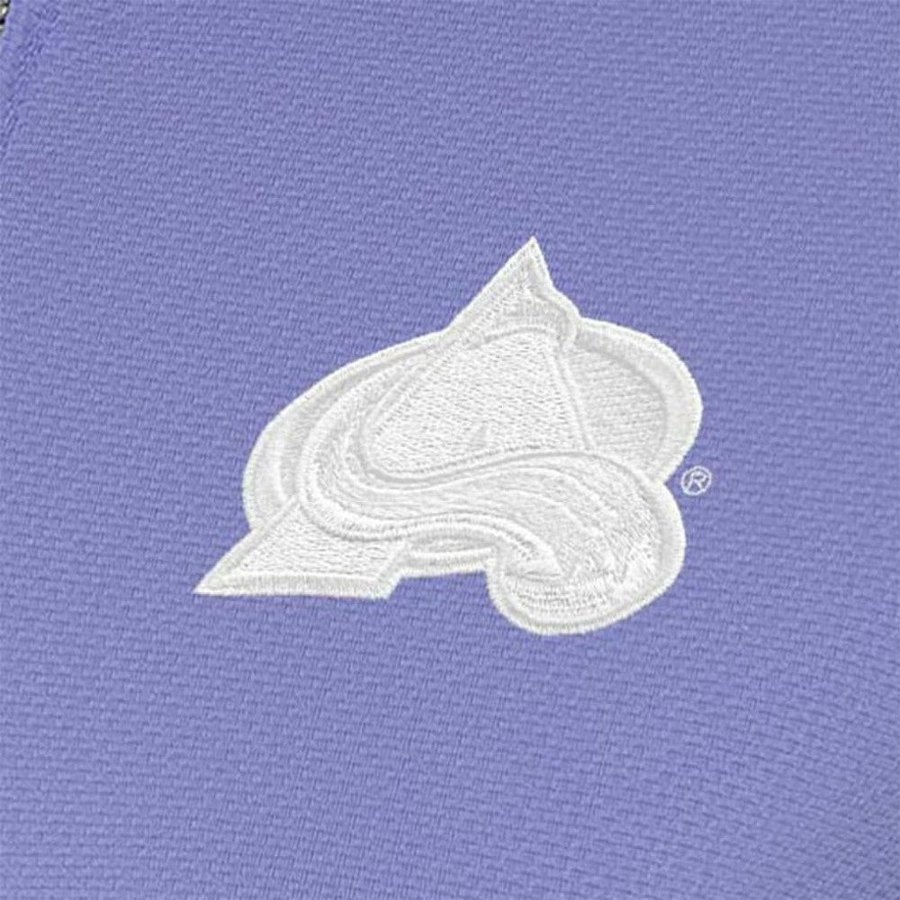 NHL Colorado Avalanche Antigua Women's White Logo Finish Quarter-Zip Top - Heather Purple