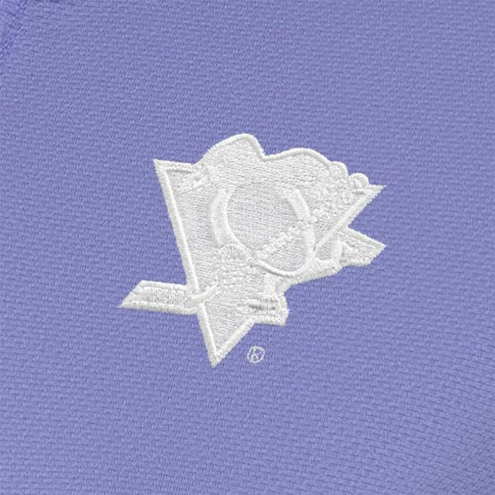 NHL Pittsburgh Penguins Antigua Women's White Logo Finish Quarter-Zip Top - Heather Purple