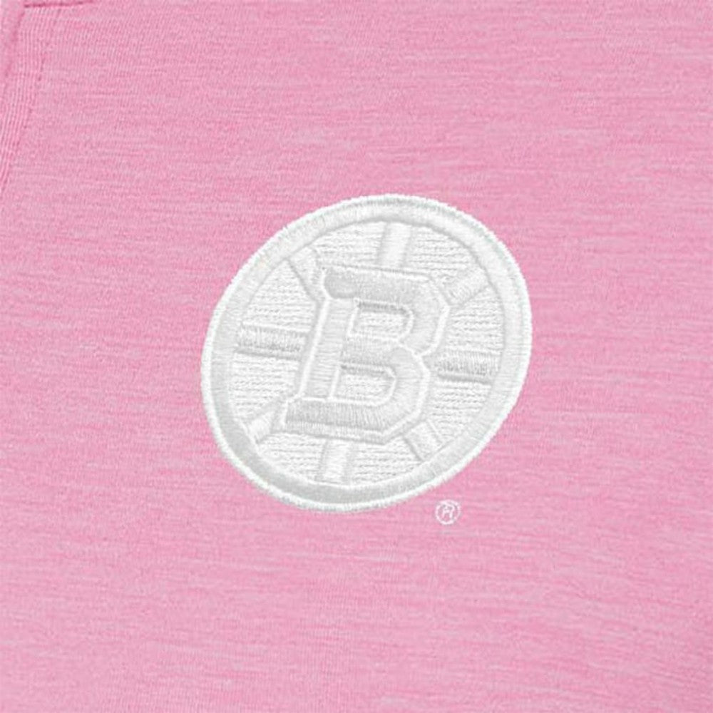 NHL Boston Bruins Antigua Women's White Logo Mentor Quarter-Zip Jacket - Pink