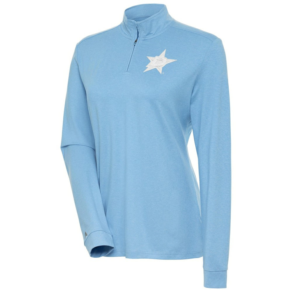 NHL Dallas Stars Antigua Women's White Logo Mentor Quarter-Zip Jacket - Light Blue