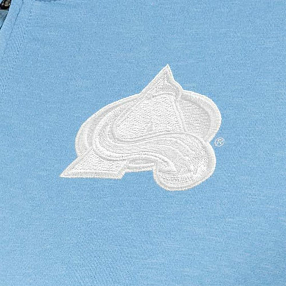 NHL Colorado Avalanche Antigua Women's White Logo Mentor Quarter-Zip Jacket - Light Blue