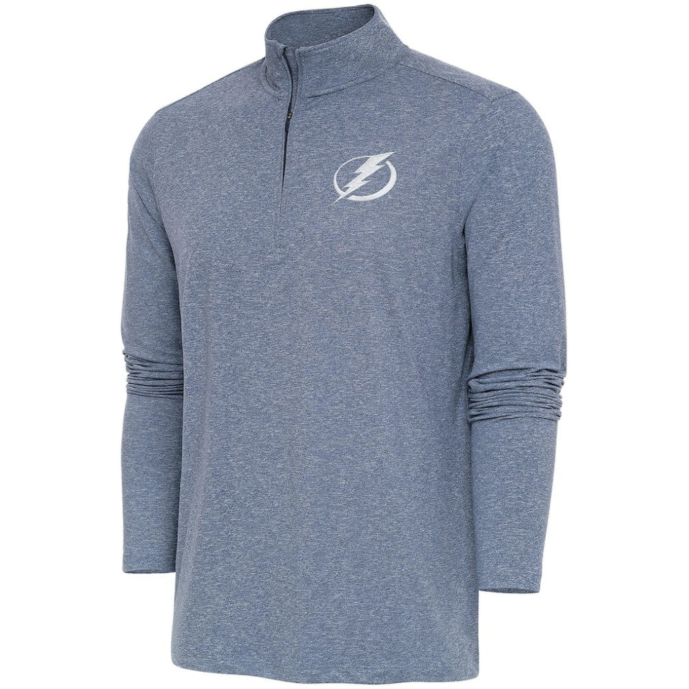 NHL Tampa Bay Lightning Antigua White Logo Hunk Quarter-Zip Pullover - Heather Navy