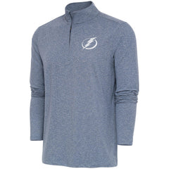 NHL Tampa Bay Lightning Antigua White Logo Hunk Quarter-Zip Pullover - Heather Navy