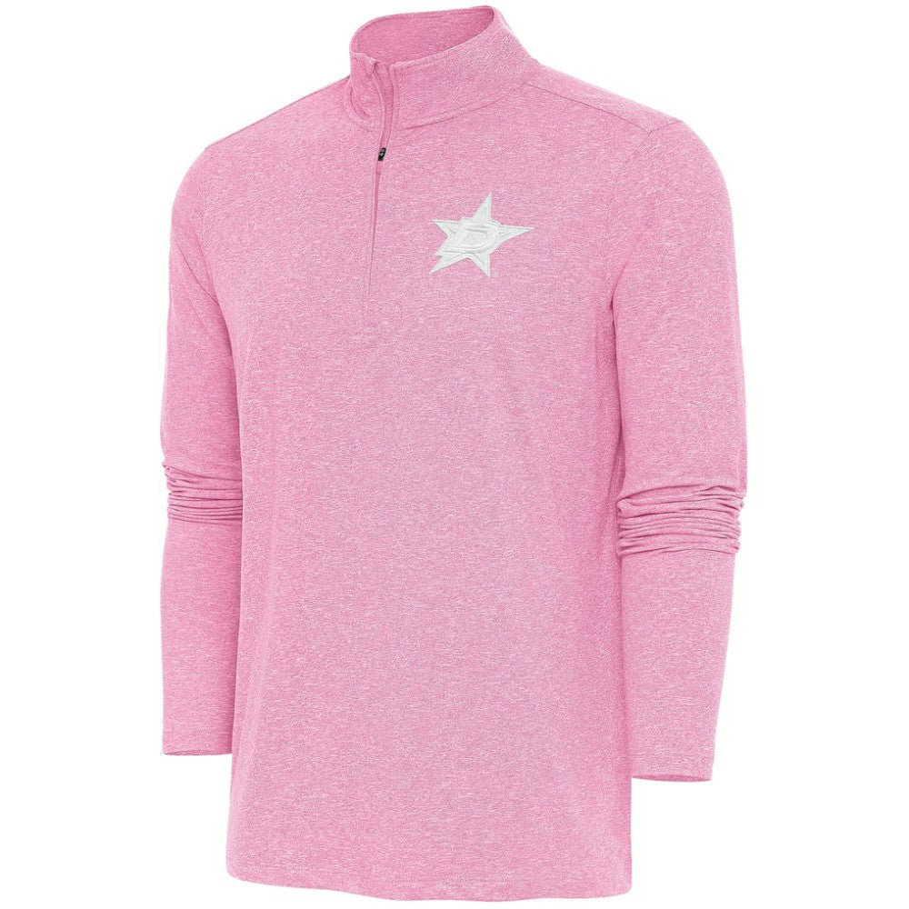 NHL Dallas Stars Antigua White Logo Hunk Quarter-Zip Pullover - Pink