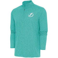 NHL Tampa Bay Lightning Antigua White Logo Hunk Quarter-Zip Pullover - Heather Aqua