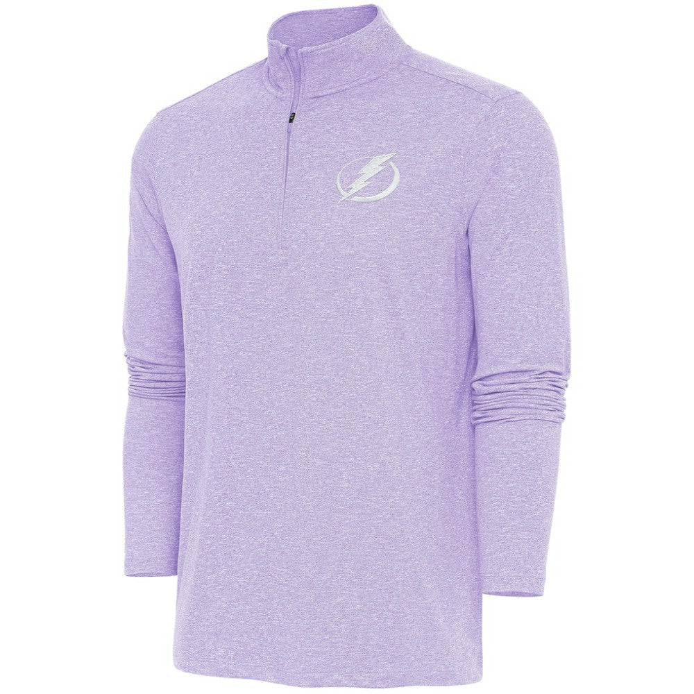 NHL Tampa Bay Lightning Antigua White Logo Hunk Quarter-Zip Pullover - Lavender