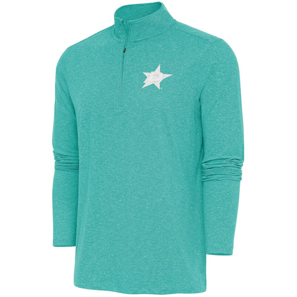 NHL Dallas Stars Antigua White Logo Hunk Quarter-Zip Pullover - Heather Aqua