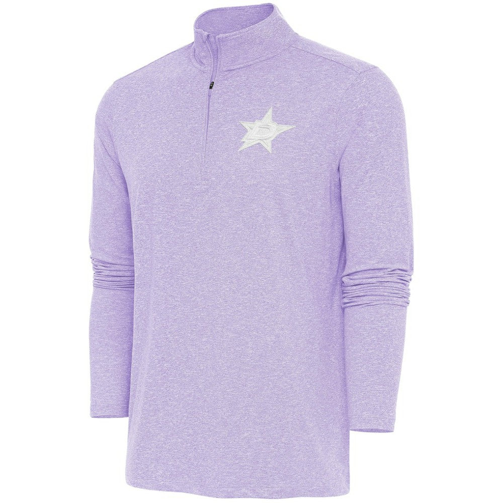 NHL Dallas Stars Antigua White Logo Hunk Quarter-Zip Pullover - Lavender