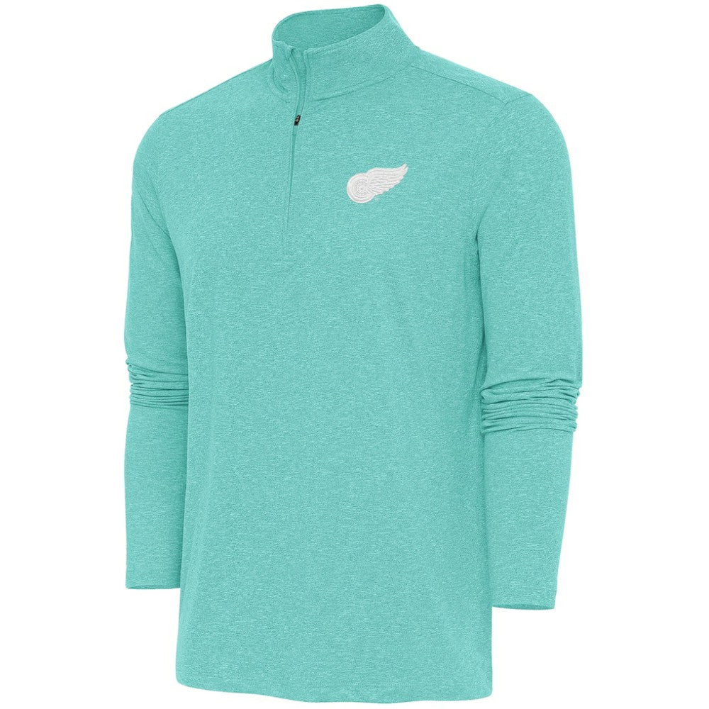 NHL Detroit Red Wings Antigua White Logo Hunk Quarter-Zip Pullover - Mint