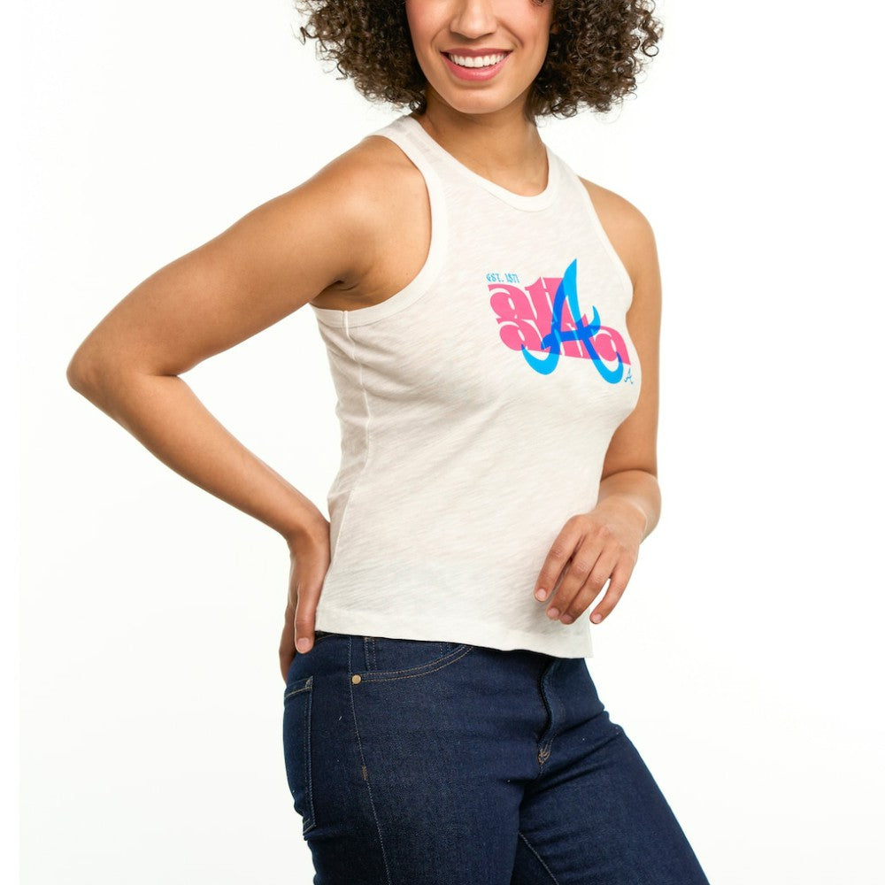 Atlanta Braves Lusso Women's Lourdes Tank Top - White Tanks