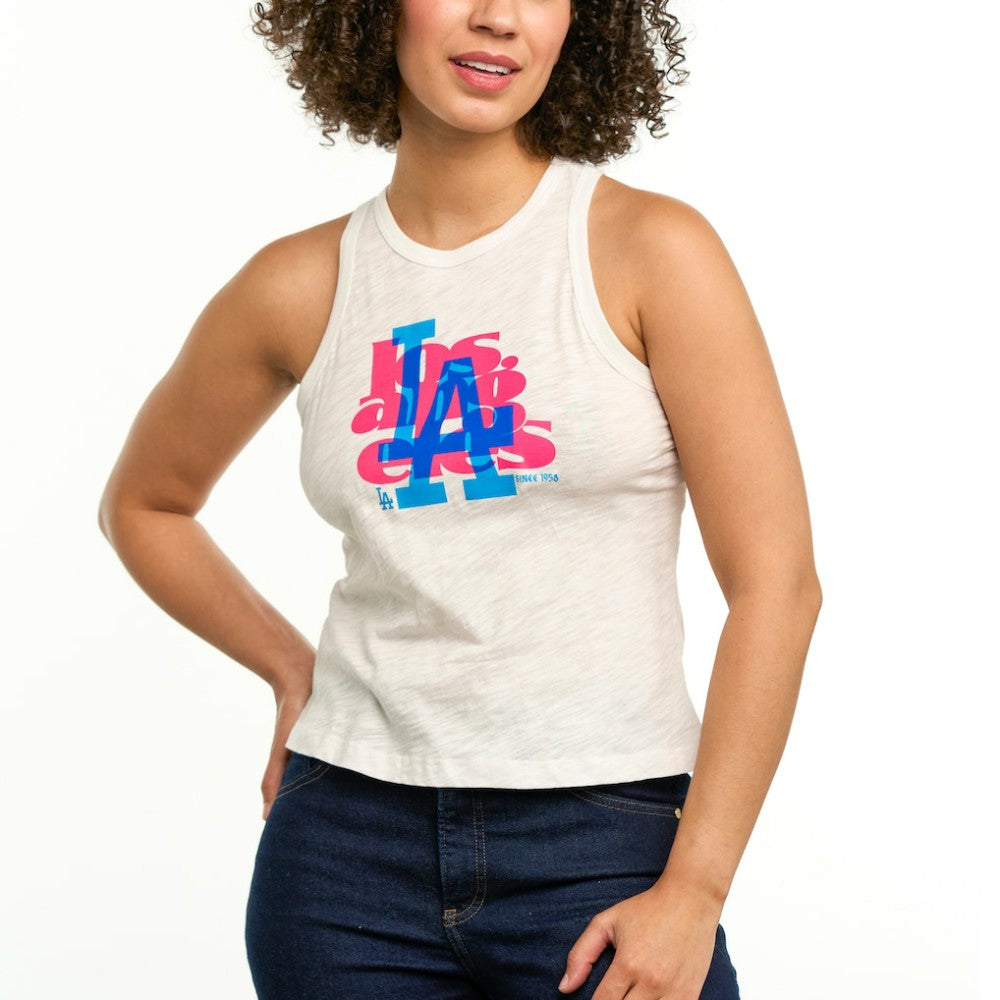 Los Angeles Dodgers Lusso Women's Lourdes Tank Top - White Tanks