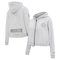 Brooklyn Nets Pro Standard Women's Triple Tonal Full-Zip Hoodie Heather Gray