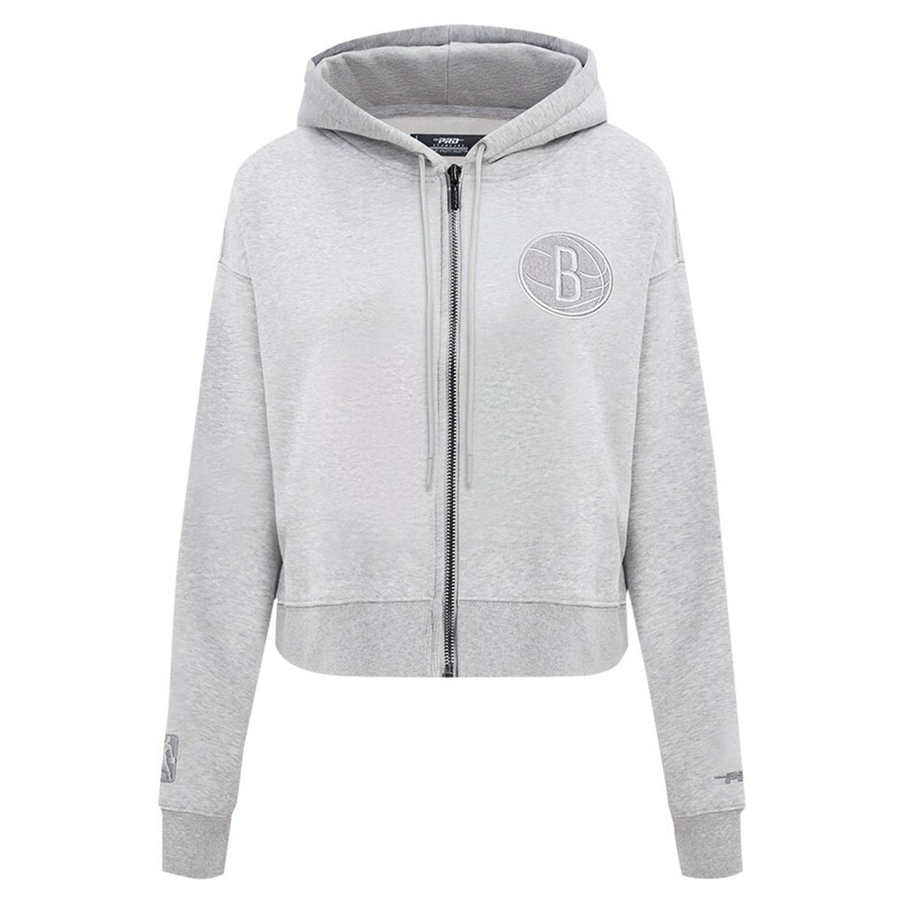 Brooklyn Nets Pro Standard Women's Triple Tonal Full-Zip Hoodie Heather Gray