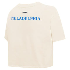 Philadelphia 76ers Pro Standard Women's Retro Striper SJ Cropped Boxy T-Shirt Cream