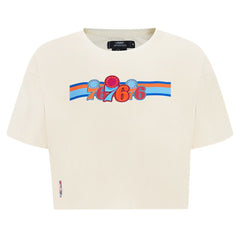 Philadelphia 76ers Pro Standard Women's Retro Striper SJ Cropped Boxy T-Shirt Cream