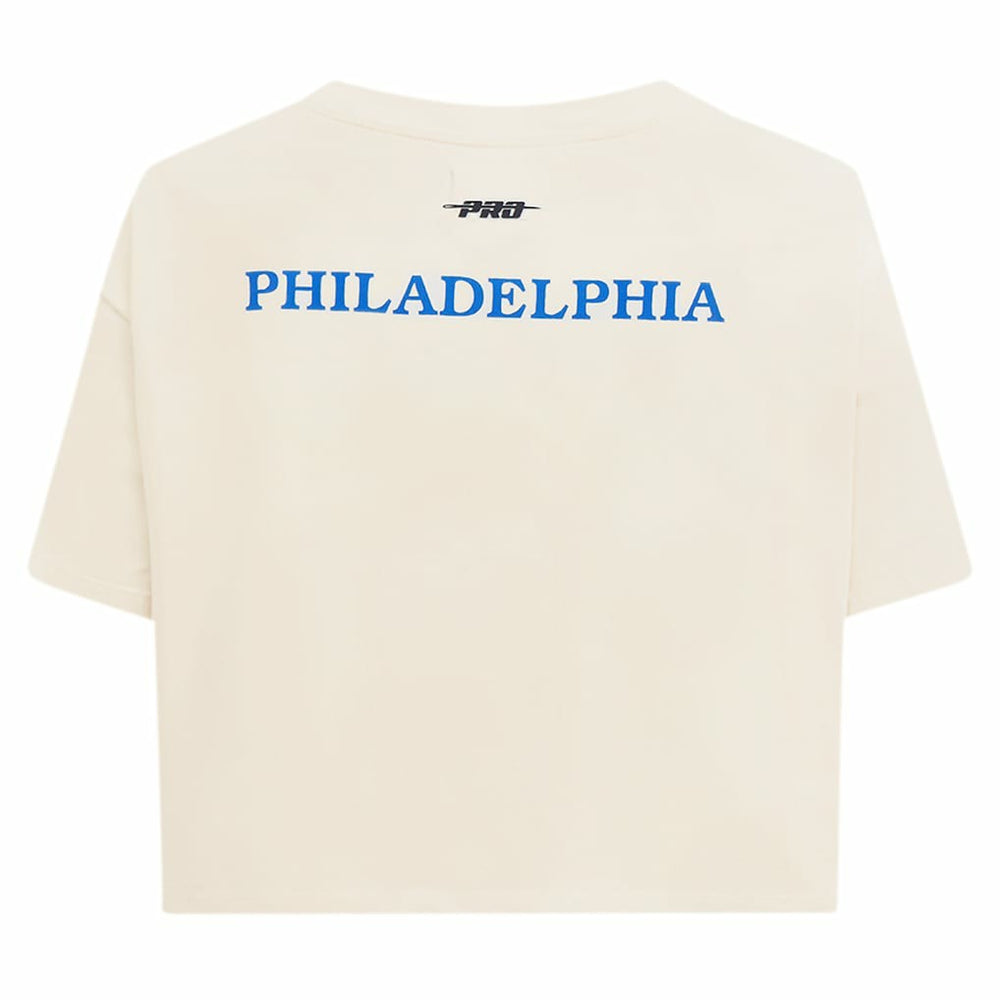 Philadelphia 76ers Pro Standard Women's Retro Striper SJ Cropped Boxy T-Shirt Cream