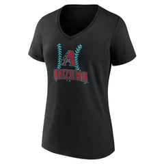 Arizona Diamondbacks Women's Personalized Name & Number Fastball V-Neck T-Shirt - Black T-shirts