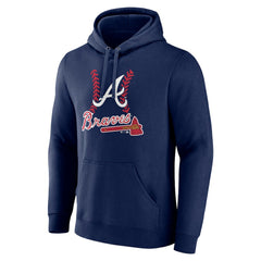 Atlanta Braves Personalized Name & Number Fastball Pullover Hoodie - Navy Hoodies