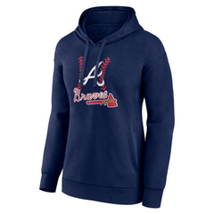 Atlanta Braves Women's Personalized Name & Number Fastball Pullover Hoodie - Navy Hoodies