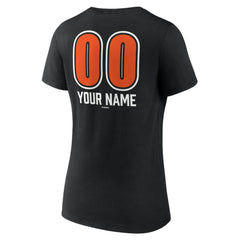 Baltimore Orioles Women's Personalized Name & Number Fastball V-Neck T-Shirt - Black T-shirts