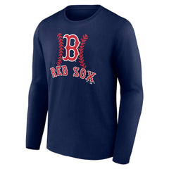 Boston Red Sox Personalized Name & Number Fastball Long Sleeve T-Shirt - Navy T-shirts