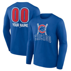 Chicago Cubs Personalized Name & Number Fastball Long Sleeve T-Shirt - Royal T-shirts