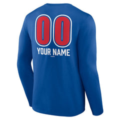 Chicago Cubs Personalized Name & Number Fastball Long Sleeve T-Shirt - Royal T-shirts