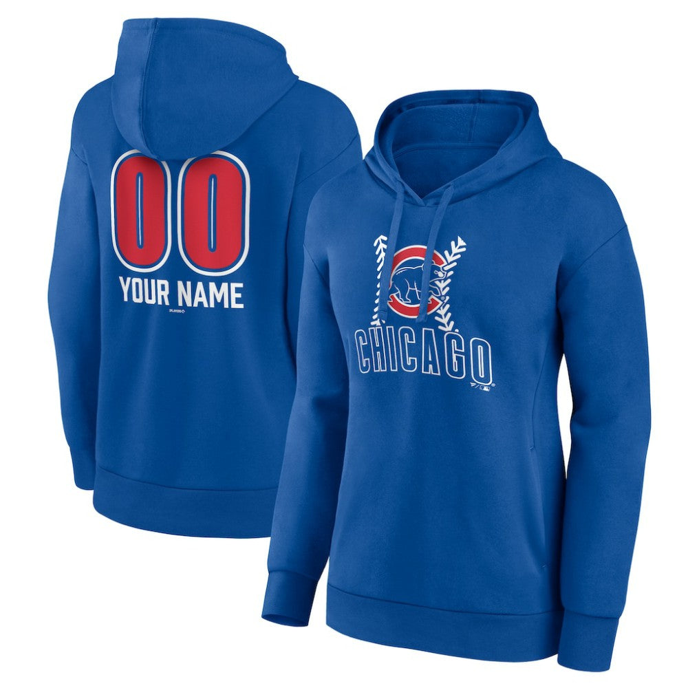 Chicago Cubs Women's Personalized Name & Number Fastball Pullover Hoodie - Royal Hoodies