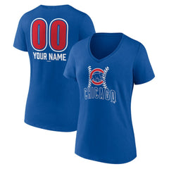 Chicago Cubs Women's Personalized Name & Number Fastball V-Neck T-Shirt - Royal T-shirts