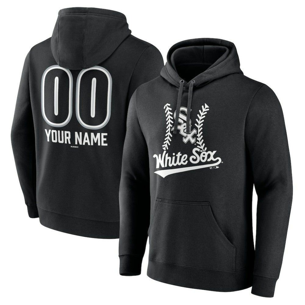 Chicago White Sox Personalized Name & Number Fastball Pullover Hoodie - Black Hoodies