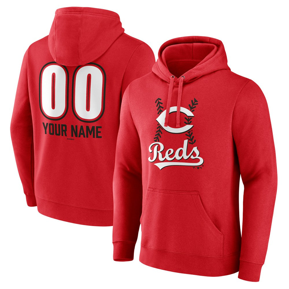 Cincinnati Reds Personalized Name & Number Fastball Pullover Hoodie - Red Hoodies