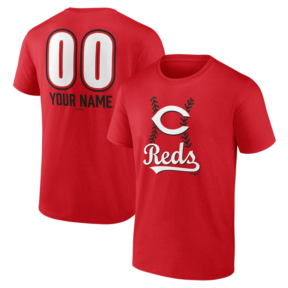 Cincinnati Reds Personalized Name & Number Fastball T-Shirt - Red T-shirts