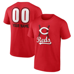 Cincinnati Reds Personalized Name & Number Fastball T-Shirt - Red T-shirts