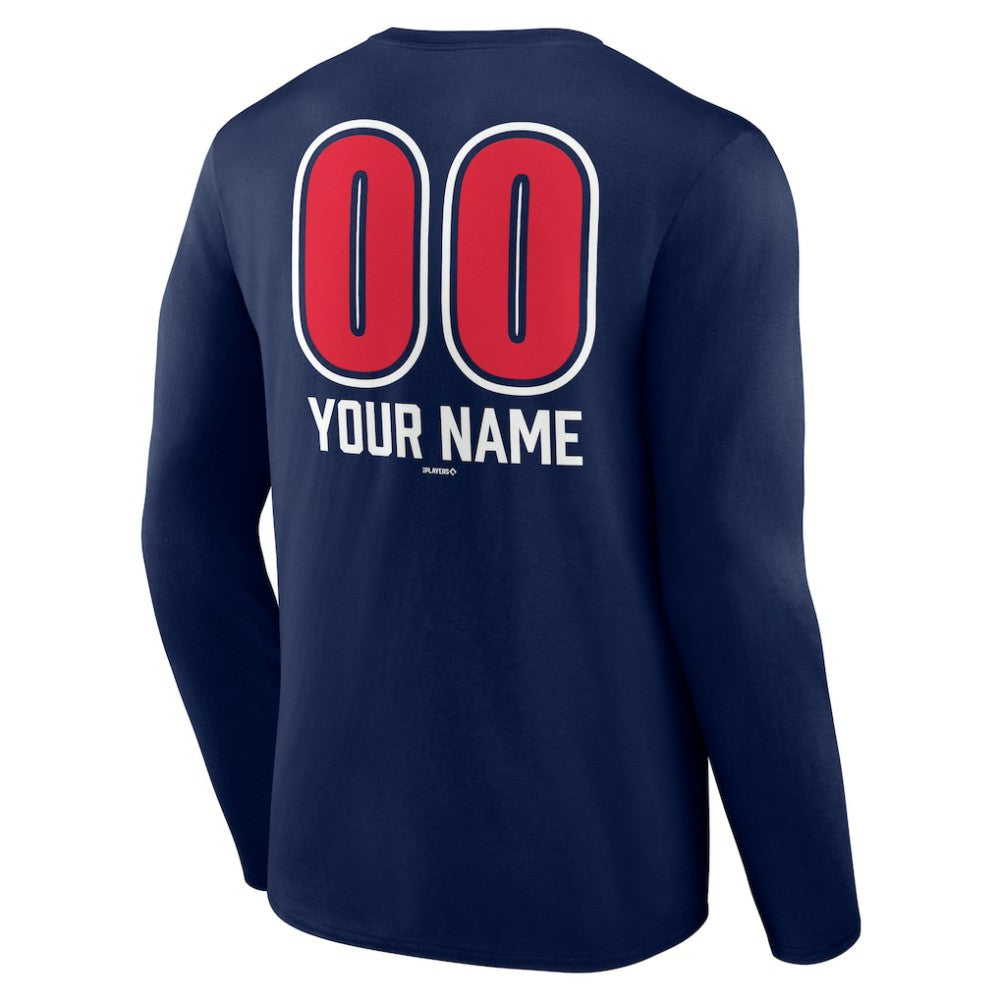 Cleveland Guardians Personalized Name & Number Fastball Long Sleeve T-Shirt - Navy T-shirts