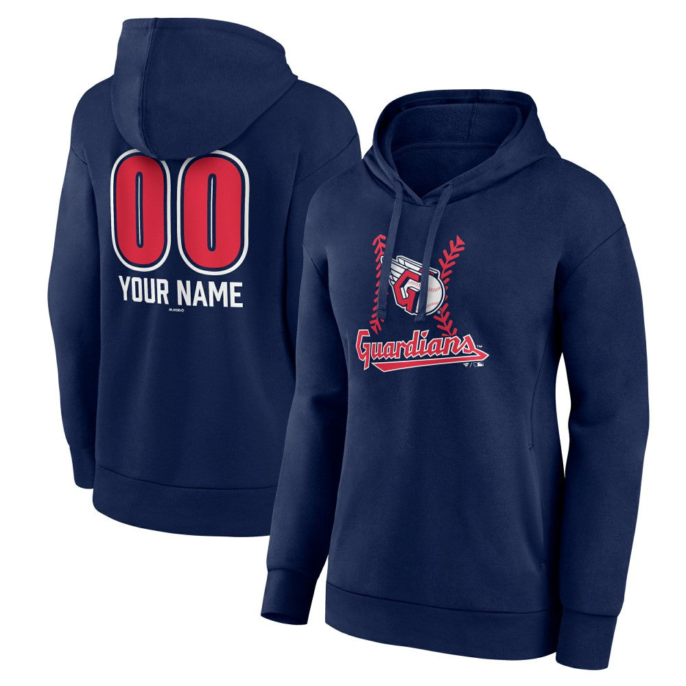 Cleveland Guardians Women's Personalized Name & Number Fastball Pullover Hoodie - Navy Hoodies