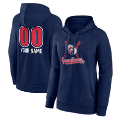 Cleveland Guardians Women's Personalized Name & Number Fastball Pullover Hoodie - Navy Hoodies