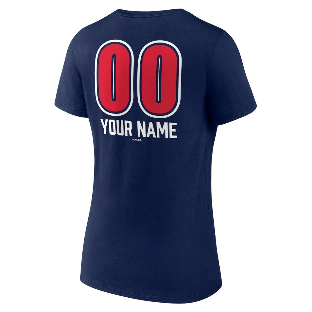 Cleveland Guardians Women's Personalized Name & Number Fastball V-Neck T-Shirt - Navy T-shirts