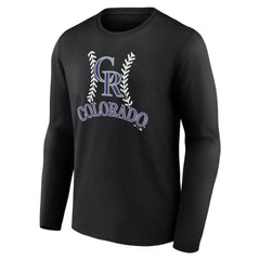Colorado Rockies Personalized Name & Number Fastball Long Sleeve T-Shirt - Black T-shirts