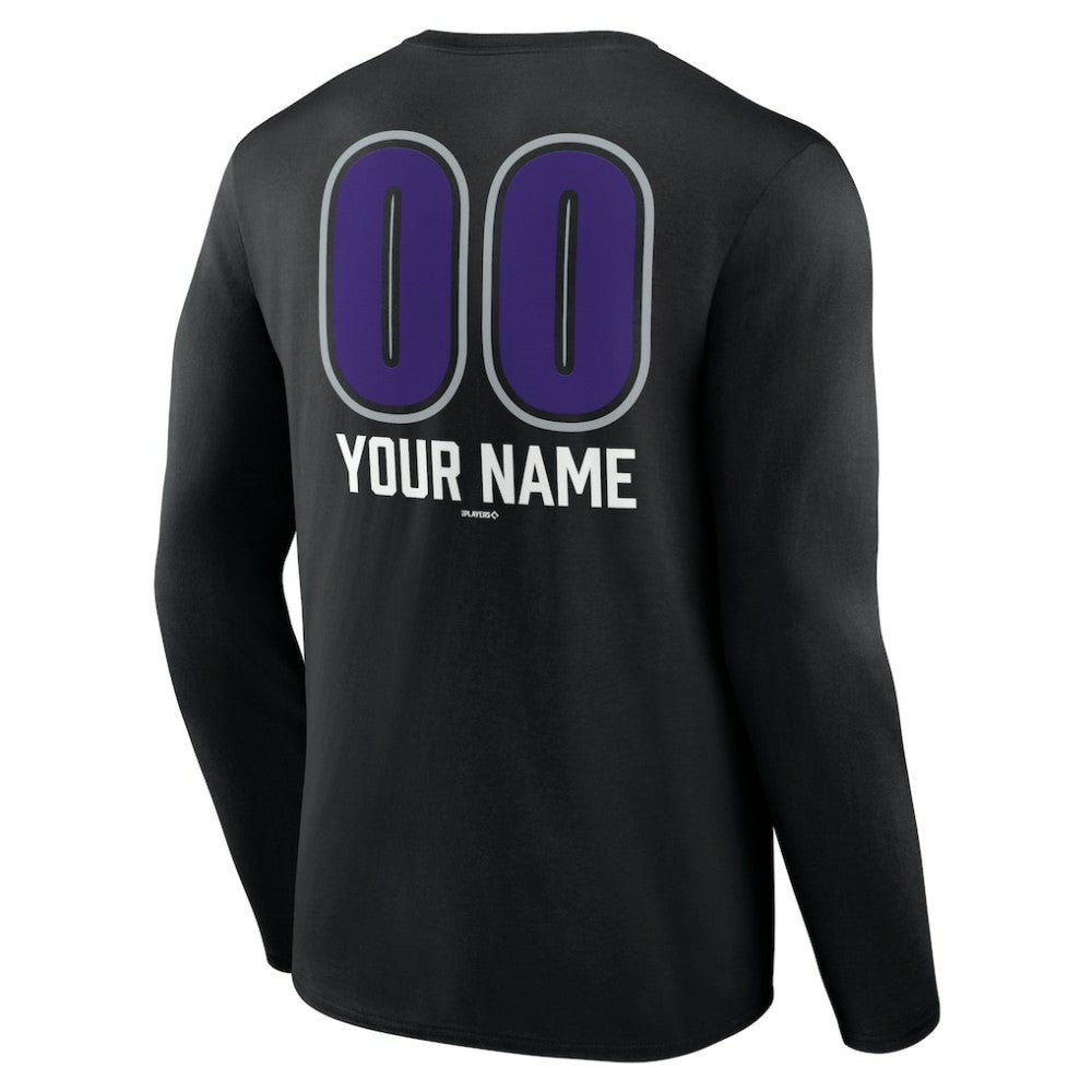 Colorado Rockies Personalized Name & Number Fastball Long Sleeve T-Shirt - Black T-shirts